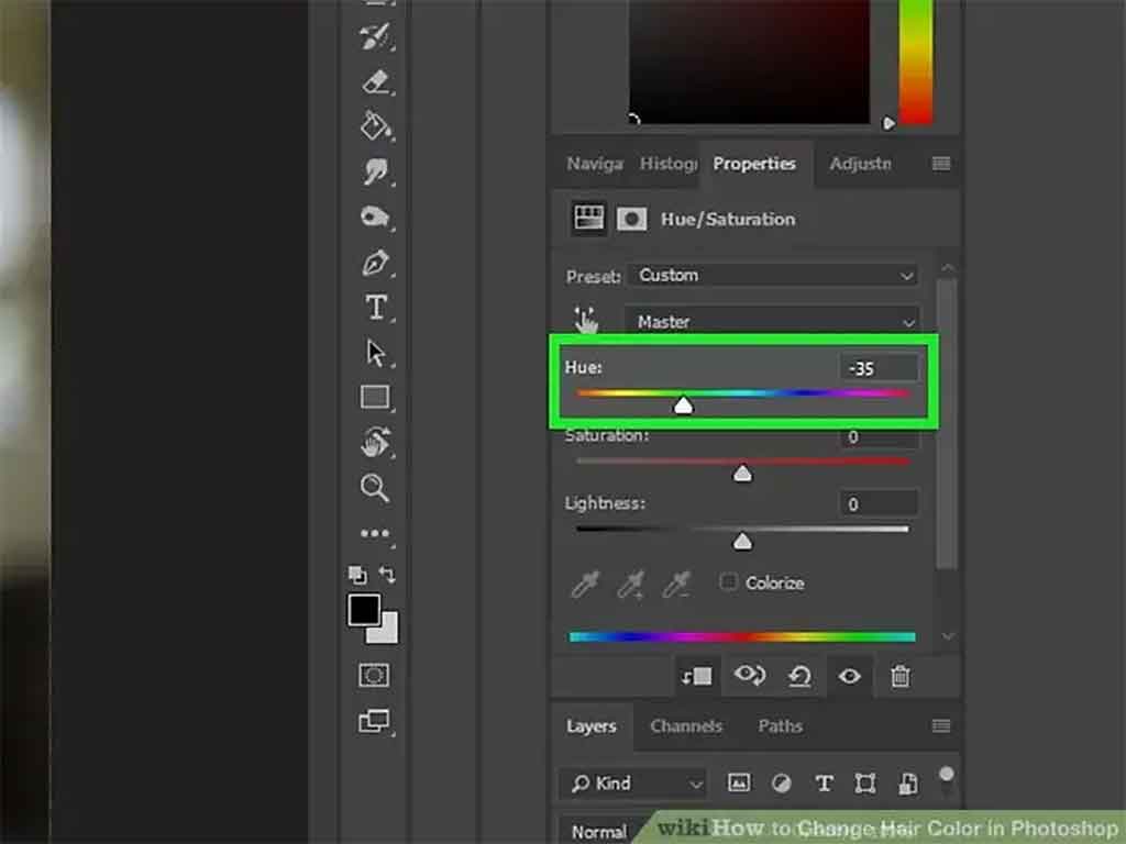 آموزش تغییر رنگ مو در فتوشاپ