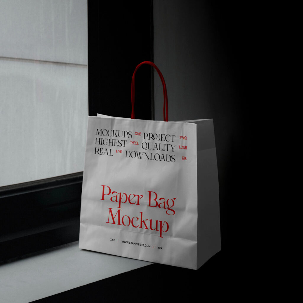 Shopping paper bag mockup کیسه خرید کاغذی -موکاپ