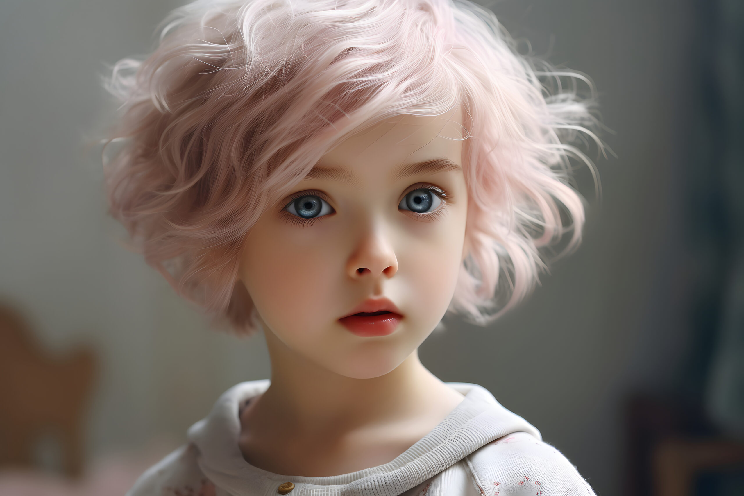 کودکی نازنین و معصوم با چشمان درشت و موهای پاستیلی کوتاه - عکس و وکتور 