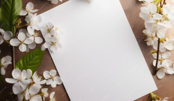 ثبت زیبایی شکوفه ها عکس محصول بالای سر از کاغذ خالی افقی - عکس و وکتور 