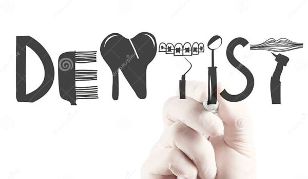 طراحی دست دکتر کلمه DENTIST به عنوان مفهوم - تصویر- عکس و وکتور 