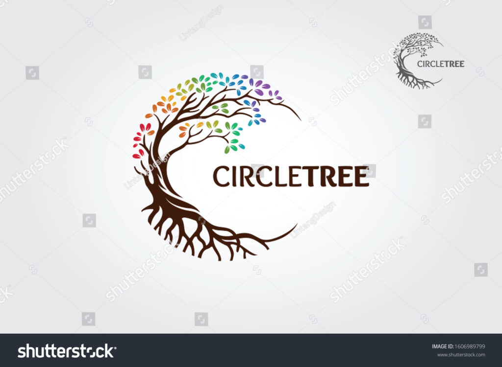 نماد وکتور درخت دایره ای این درخت زیبا نماد زندگی، زیبایی، رشد، قدرت و سلامتی است. سبک درخت رنگین کمان- عکس و وکتور