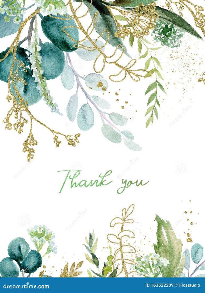 تصویر گل آبرنگ با شاخه های طلا - قاب برگ / حاشیه، برای عروسی ثابت، تبریک، کاغذ دیواری، مد، پس زمینه. اکالیپتوس، زیتون، برگ سبز و غیره- عکس و وکتور 