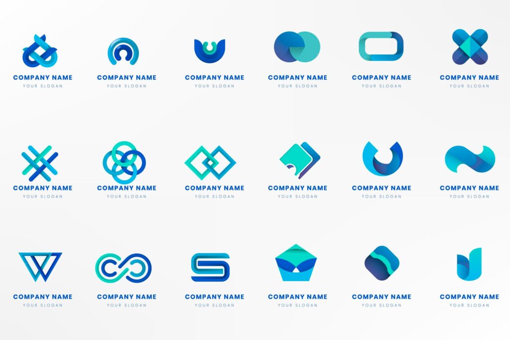 مجموعه طراحی برند لوگو آبی- دانلود رایگان -موکاپ