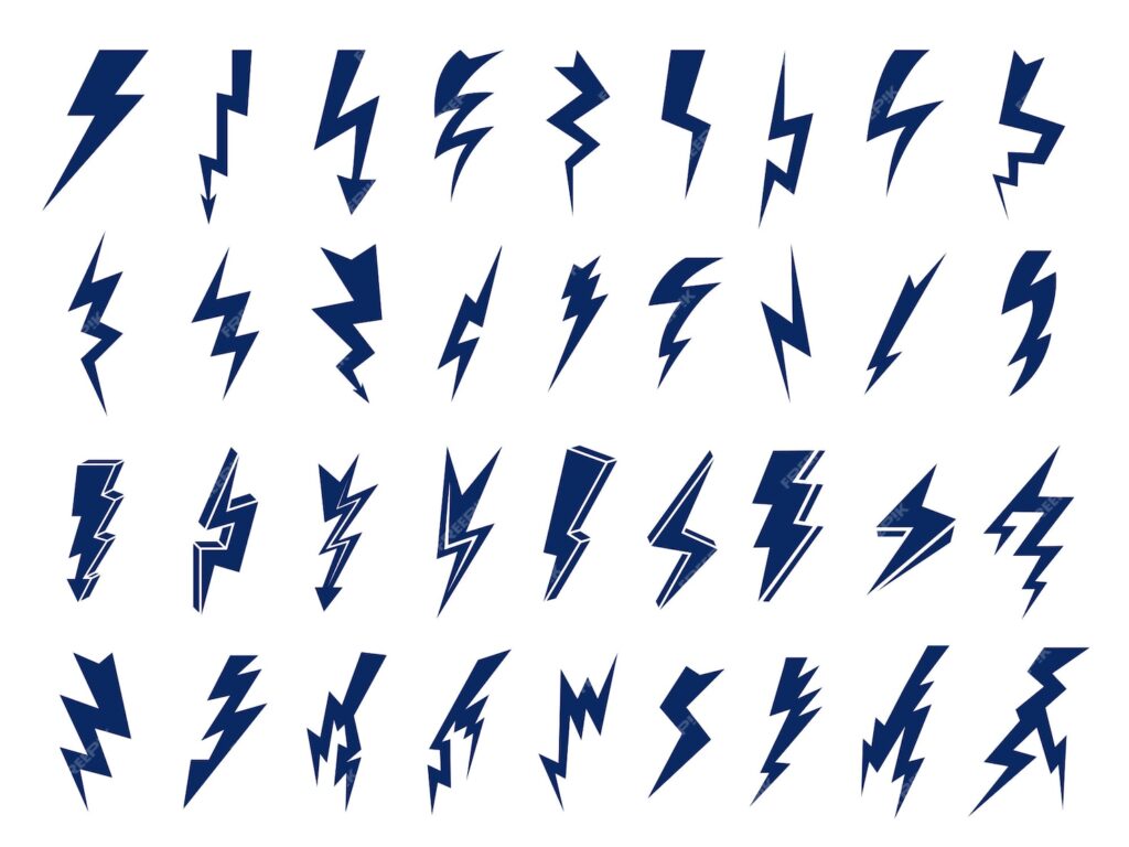 نمادهای الکتریکی نشان‌های وکتور فلاش برقی طوفان‌های رعد و برق- دانلود رایگان -عکس و وکتور 