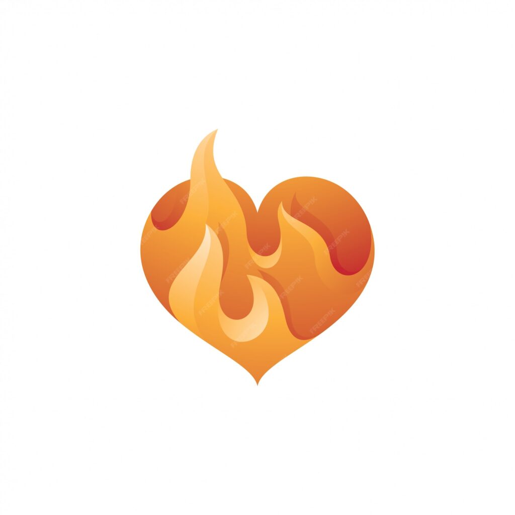 آرم عشق قلب و شعله آتش- دانلود رایگان - عکس و وکتور 