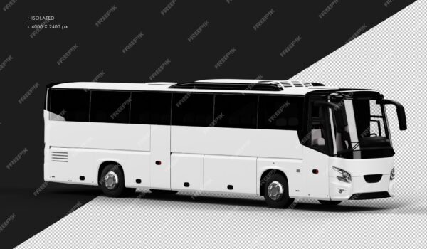 ماشین اتوبوس شهری سفید مات واقع گرایانه جدا شده از نمای سمت راست- دانلود رایگان - عکس و وکتور