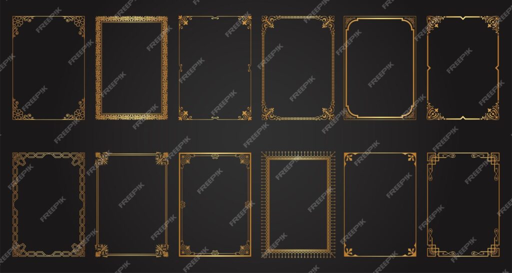 قاب‌ها و حاشیه‌های طلایی تزئینی لوکس زیورآلات مستطیلی قاب زینتی یکپارچهسازی با سیستم عامل- دانلود رایگان -عکس و وکتور 