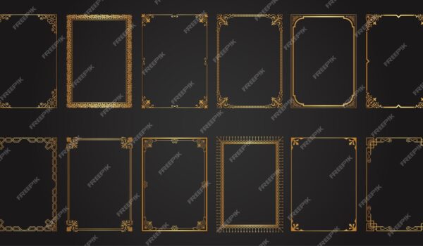 قاب‌ها و حاشیه‌های طلایی تزئینی لوکس زیورآلات مستطیلی قاب زینتی یکپارچهسازی با سیستم عامل- دانلود رایگان -عکس و وکتور 