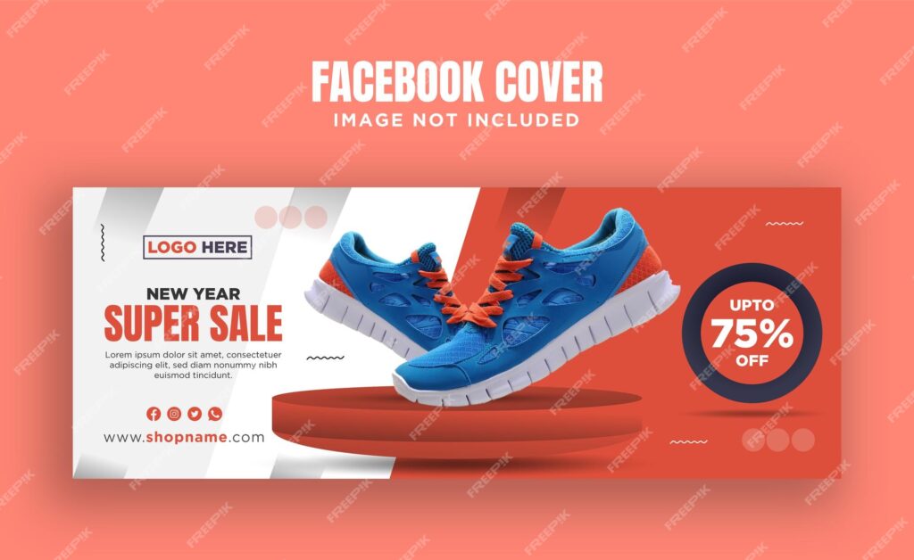طرح بنر کاور فیس بوک فروش فوق العاده کفش سال نو- دانلود رایگان -عکس و وکتور 