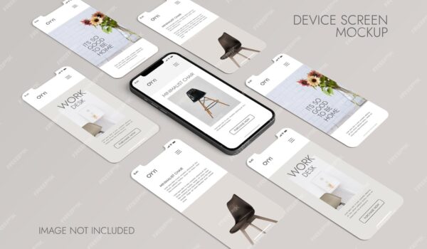تلفن و صفحه نمایش - مدل ارائه برنامه ui ux - دانلود رایگان - موکاپ