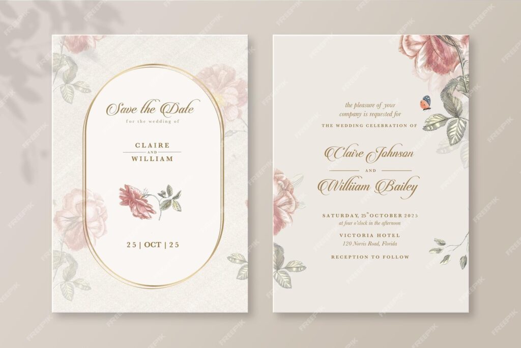 دعوتنامه عروسی قدیمی با گل رز- دانلود رایگان - کارت عروسی