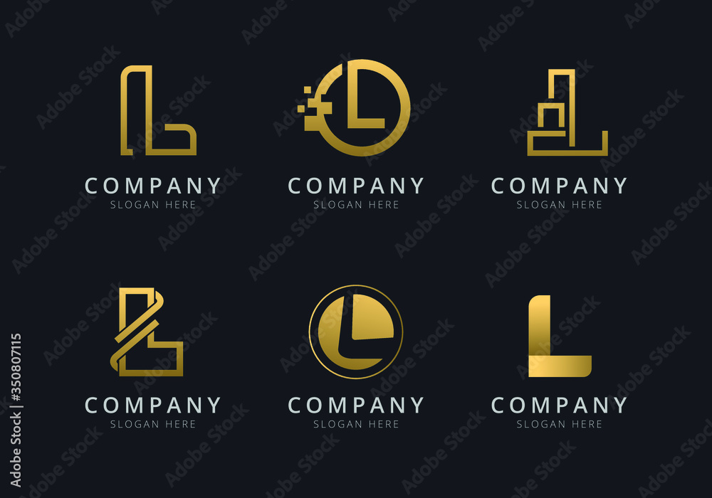 الگوی لوگو Initials L با رنگ طلایی برای شرکت- دانلود رایگان - لوگو 