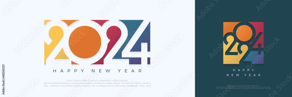 طراحی سال نو مبارک 2024. با تصاویر اعداد کوتاه رنگارنگ. طرح وکتور ممتاز برای پوستر، بنر، تبریک و سال نو 2024 ... مشاهده بیشتر- دانلود رایگان - عکس و وکتور 