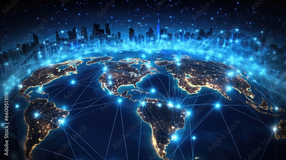 فناوری ارتباطات جهانی با شبکه اینترنت بهم پیوسته در سراسر جهان ارتباطات راه دور و انتقال داده پیوند بین المللی مالی اینترنت اشیا ... بیشتر- دانلود رایگان - عکس و وکتور 