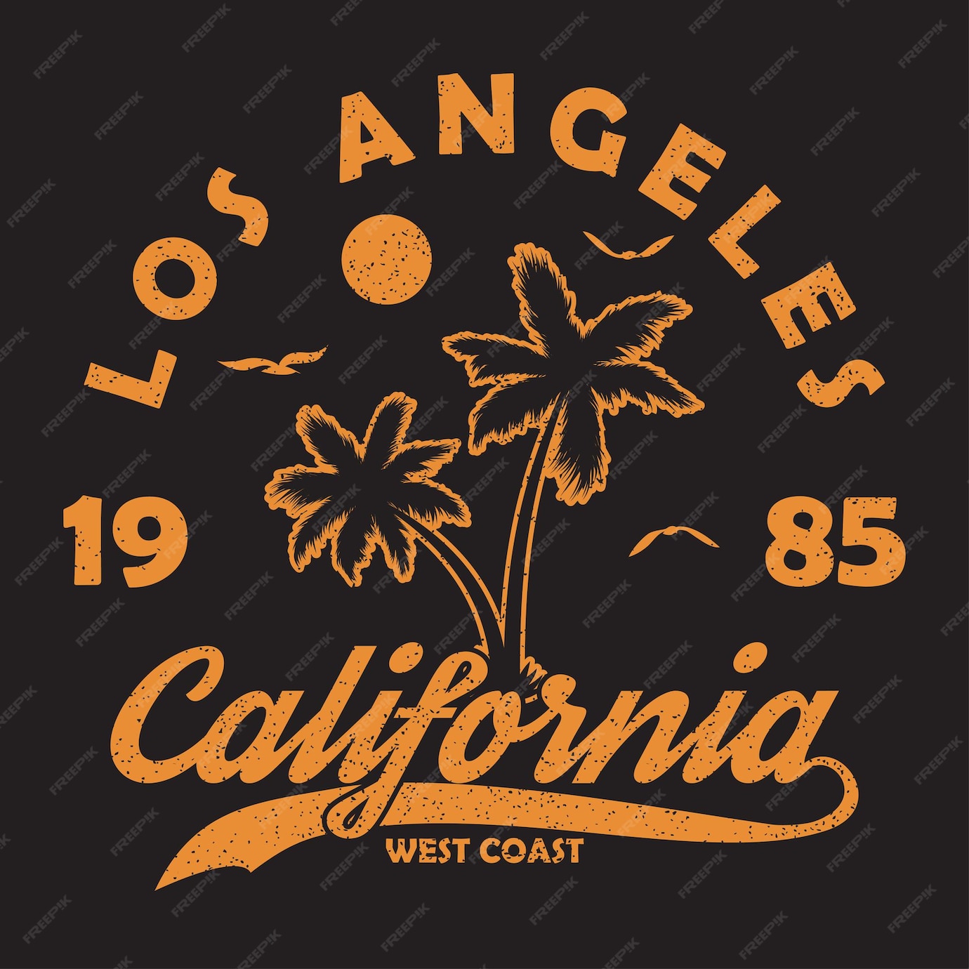 تایپوگرافی لس آنجلس کالیفرنیا برای چاپ گرافیکی تی شرت لباس با درخت نخل - دانلود رایگان -عکس و وکتور 