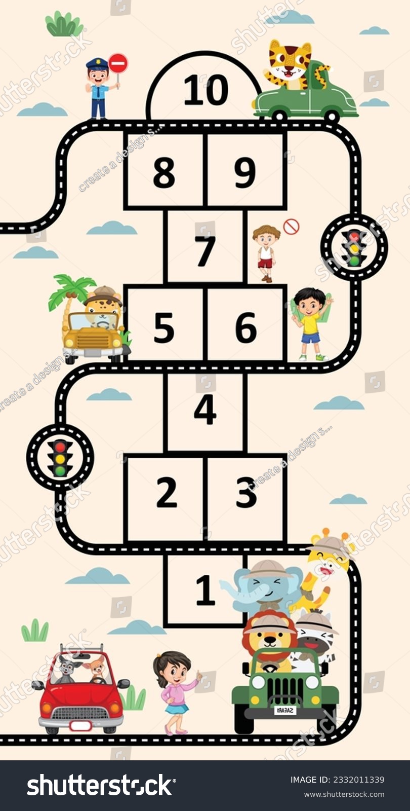طراحی وکتور بازی hopscotch Print for carpet Playground- عکس و وکتور