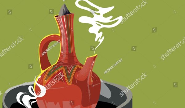 قهوه جوشی سنتی اتیوپیایی JABENA با اسانس معطری به نام بونا سرو می شود.- عکس و وکتور