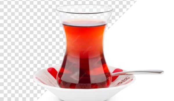 پس زمینه شفاف چای سنتی ترکیه و بشقاب خالدار قرمز- دانلود رایگان -عکس و وکتور 