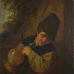 نقاشی Adriaen van Ostade - A Peasant holding a Jug and a Pipe