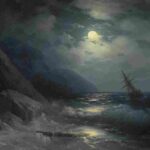 نقاشی Aivazovsky – Moonlit landscape with a ship1881