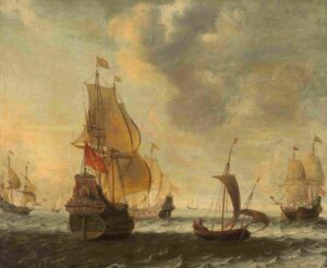 نقاشی Circle of Jacob Adriaensz Bellevois Dutch Ships in a Lively Breeze