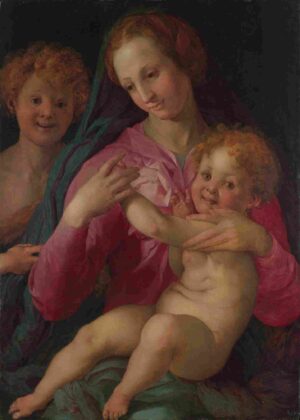 نقاشی Follower_of_Pontormo_The_Madonna_and_Child_with_the_Infant_Baptist