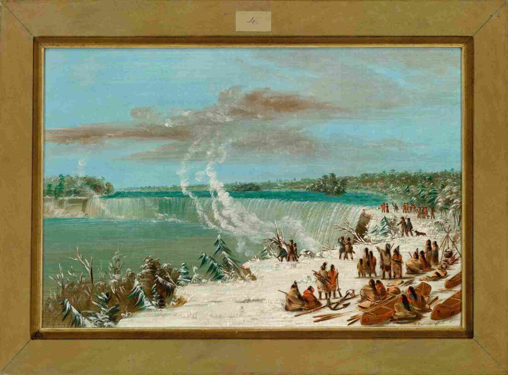 نقاشی George Catlin Portage Around the Falls of Niagara at Table Rock