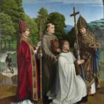 نقاشی Gerard David - Canon Bernardijn Salviati and Three Saints