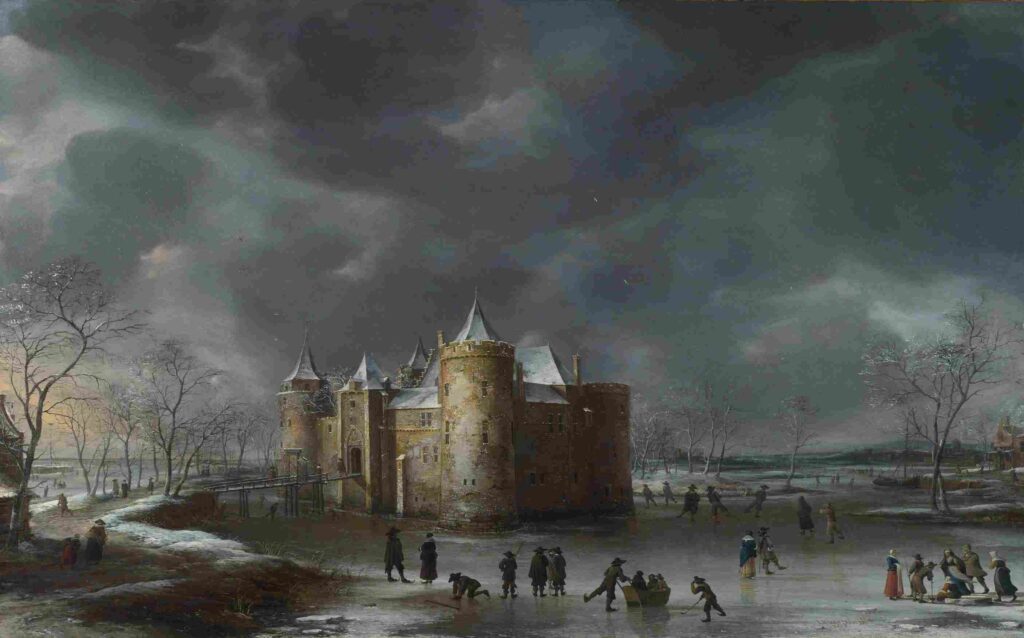 نقاشی Jan Beerstraaten - The Castle of Muiden in Winter