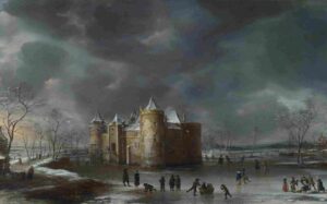 نقاشی Jan Beerstraaten - The Castle of Muiden in Winter