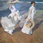 نقاشی Joaquin Sorolla - Strolling along the Seashore