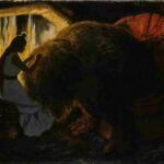 نقاشی Kittelsen – The princess picking lice from the troll1900