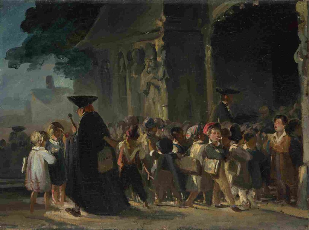نقاشی Nicolas-Toussaint Charlet - Children at a Church Door
