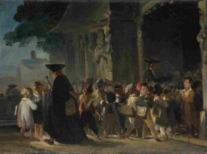 نقاشی Nicolas-Toussaint Charlet - Children at a Church Door