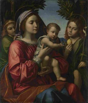 نقاشی Paolo_Morando_The_Virgin_and_Child_with_the_Baptist_and_an_Angel
