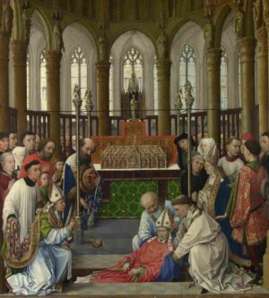 نقاشی Rogier_van_der_Weyden_and_workshop_The_Exhumation_of_Saint_Hubert