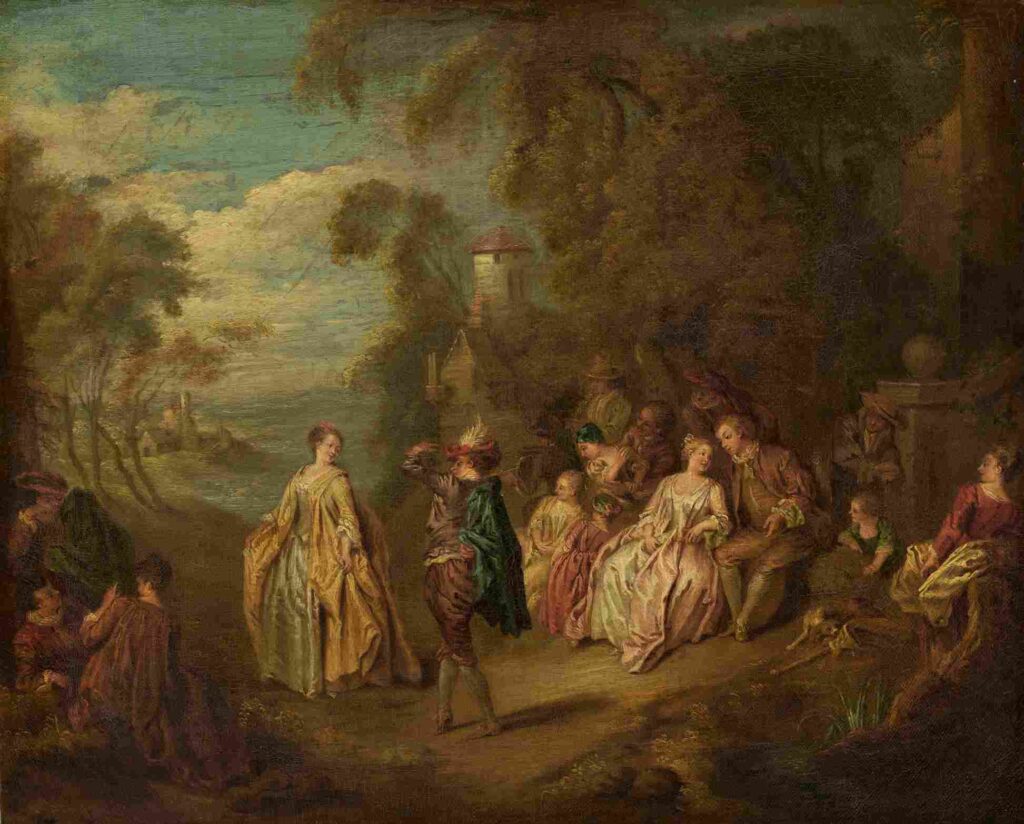 نقاشی after Jean-Baptiste Joseph Pater - Fête Champêtre