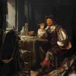نقاشیFrans van Mieris - A Soldier Smoking a Pipe