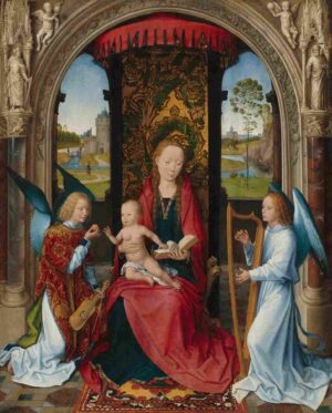 نقاشیHans Memling - Madonna and Child with Angels