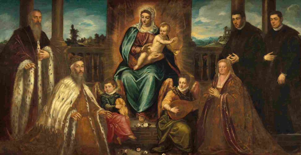 نقاشیJacopo Tintoretto Doge Alvise Mocenigo and Family before the Madonna